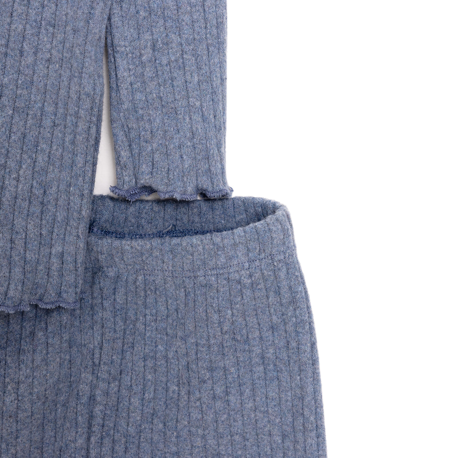 Kız Bebek Pijama Takım Kaşkorse Bisiklet Yaka Uzun Kol İndigo