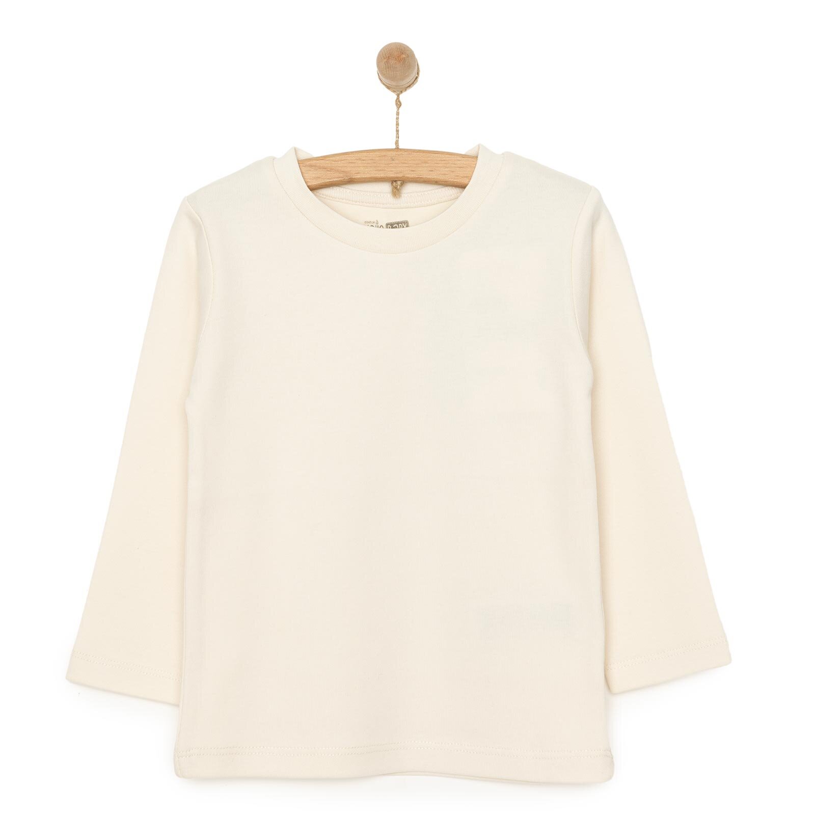 Unisex Bebek Tişört İnterlok Çıtçıtlı Bisiklet Yaka Uzun Kol Beyaz