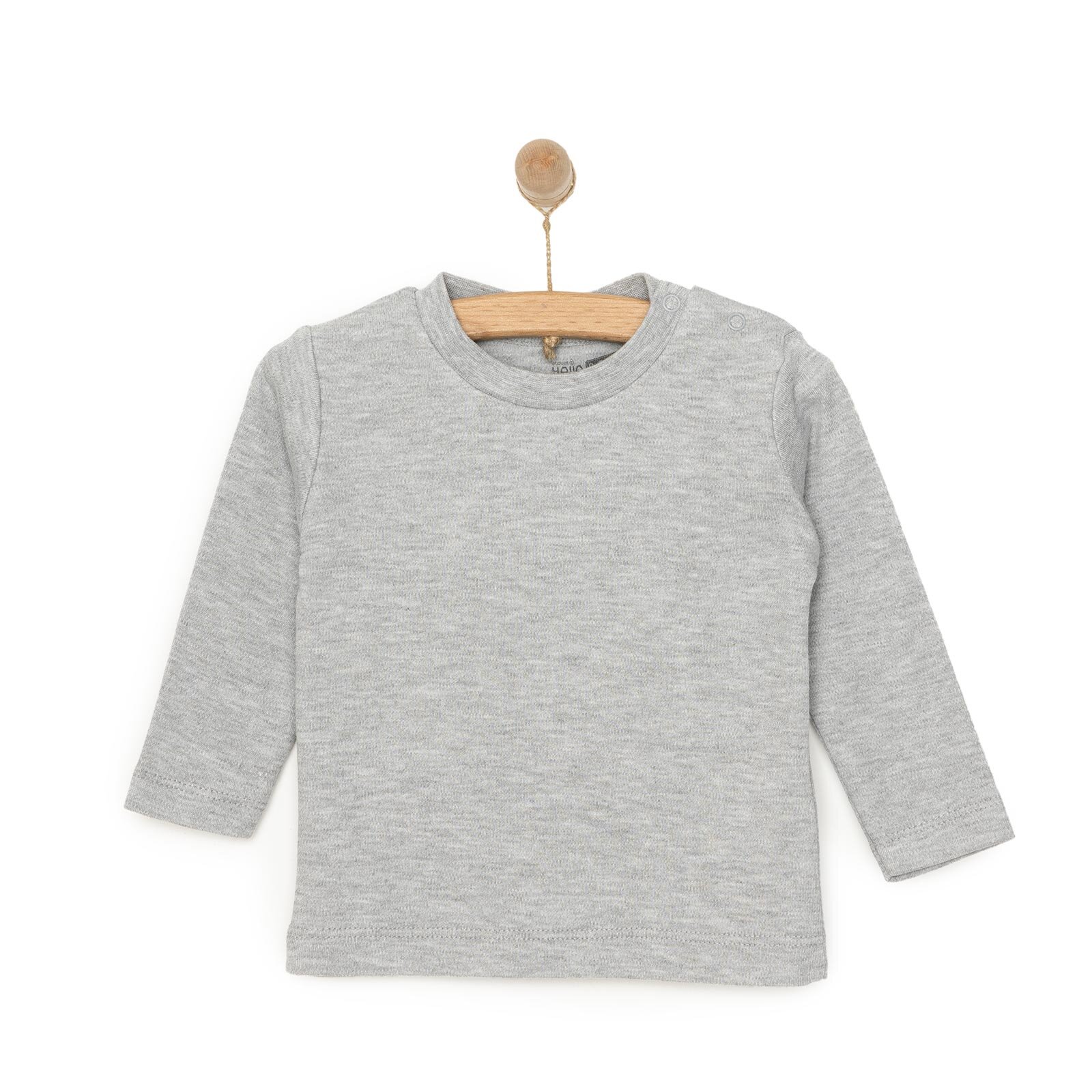 Unisex Bebek Tişört İnterlok Çıtçıtlı Bisiklet Yaka Uzun Kol Beyaz