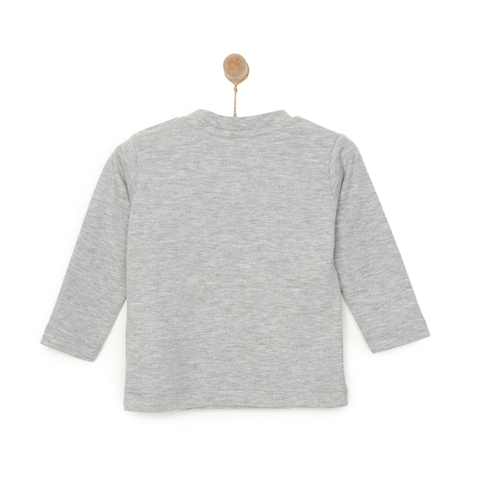 Unisex Bebek Tişört İnterlok Çıtçıtlı Bisiklet Yaka Uzun Kol Beyaz