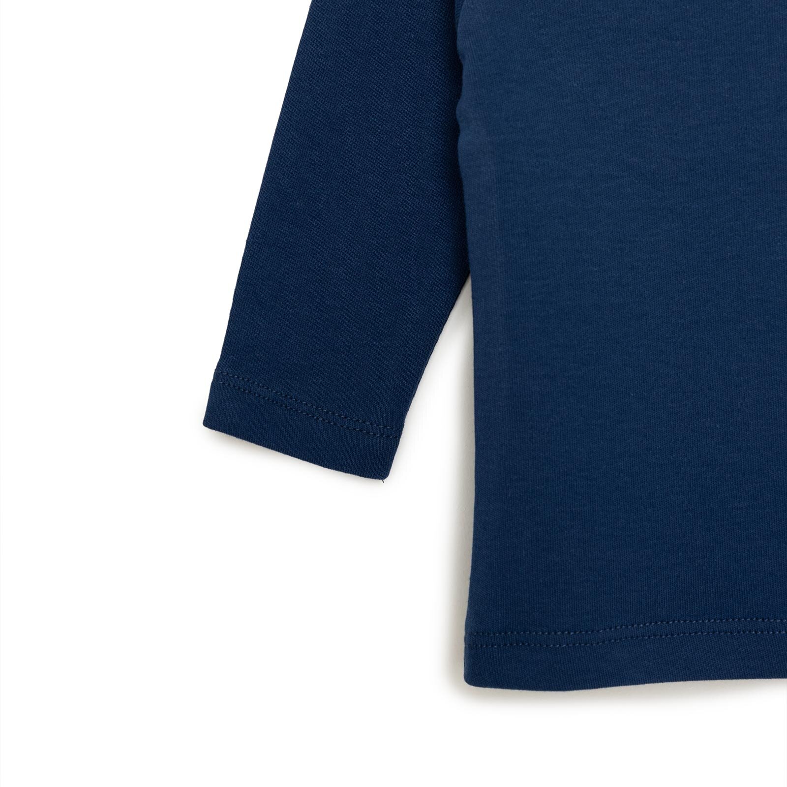 Erkek Bebek Tişört Çıtçıtlı Bisiklet Yaka Uzun Kol Lacivert