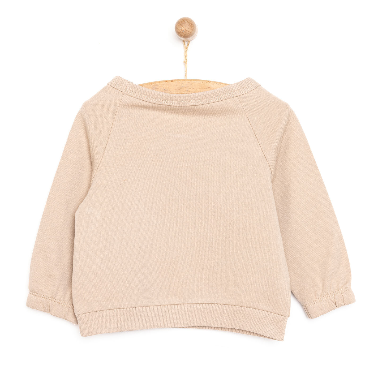 Erkek Bebek Sweatshirt Ayı Desenli Forest Camp Bisiklet Yaka Uzun Kol Kahverengi