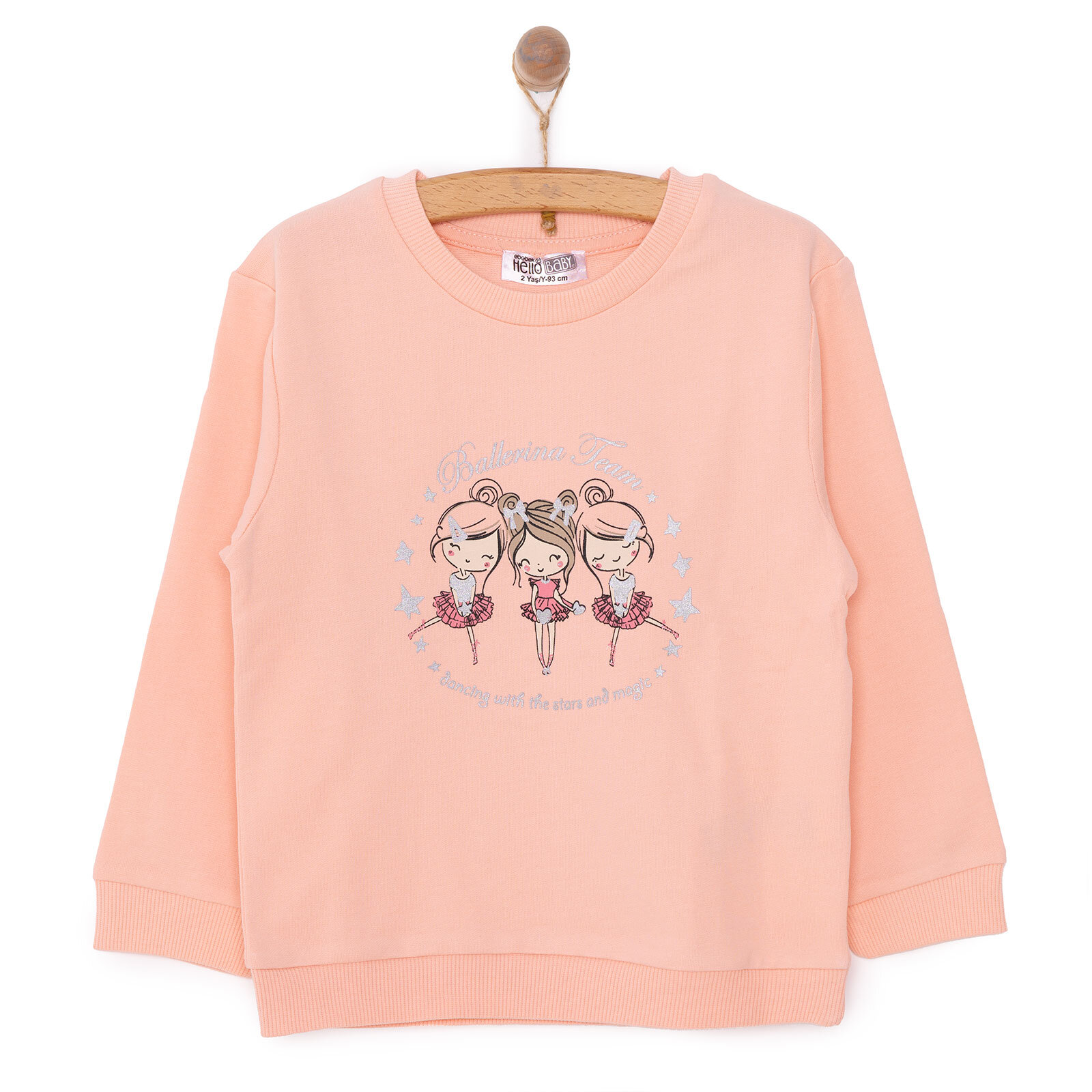 Kız Bebek Sweatshirt Şardonlu Bisiklet Yaka Uzun Kol Pembe Kız Bebek Sweatshirt Şardonlu Bisiklet Yaka Uzun Kol Pembe