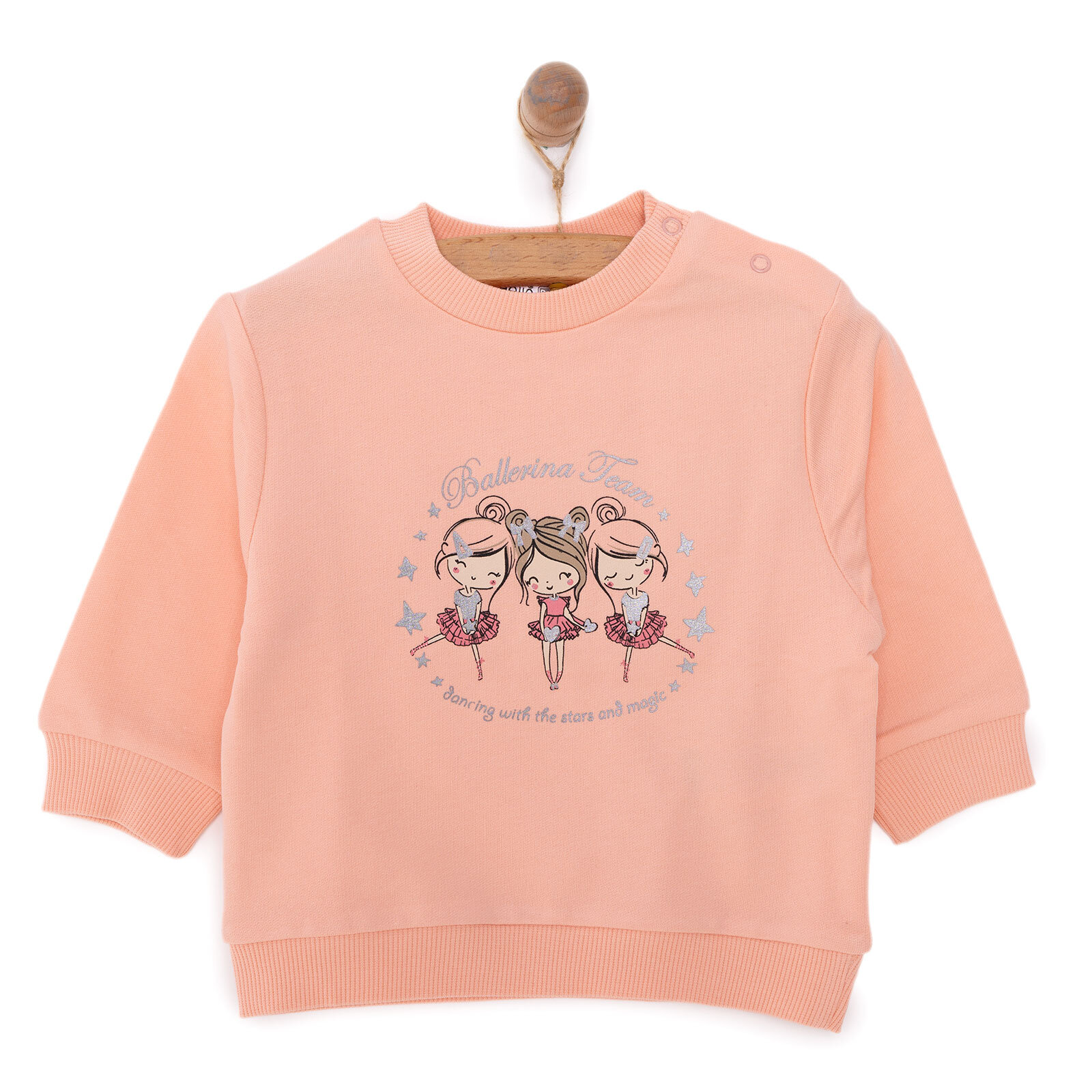 Kız Bebek Sweatshirt Şardonlu Bisiklet Yaka Uzun Kol Pembe Kız Bebek Sweatshirt Şardonlu Bisiklet Yaka Uzun Kol Pembe