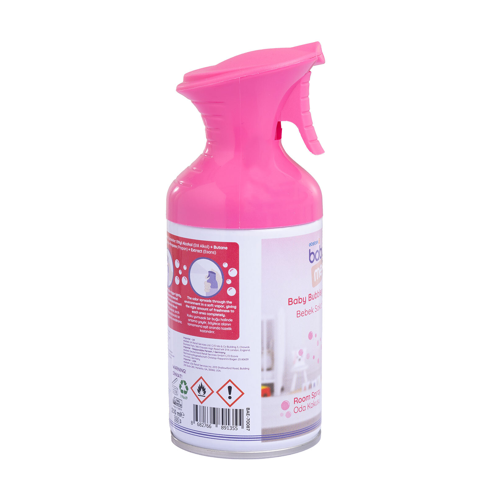 Sprey Bebek Sakız Kokusu 250 ml Sprey Bebek Sakız Kokusu 250 ml