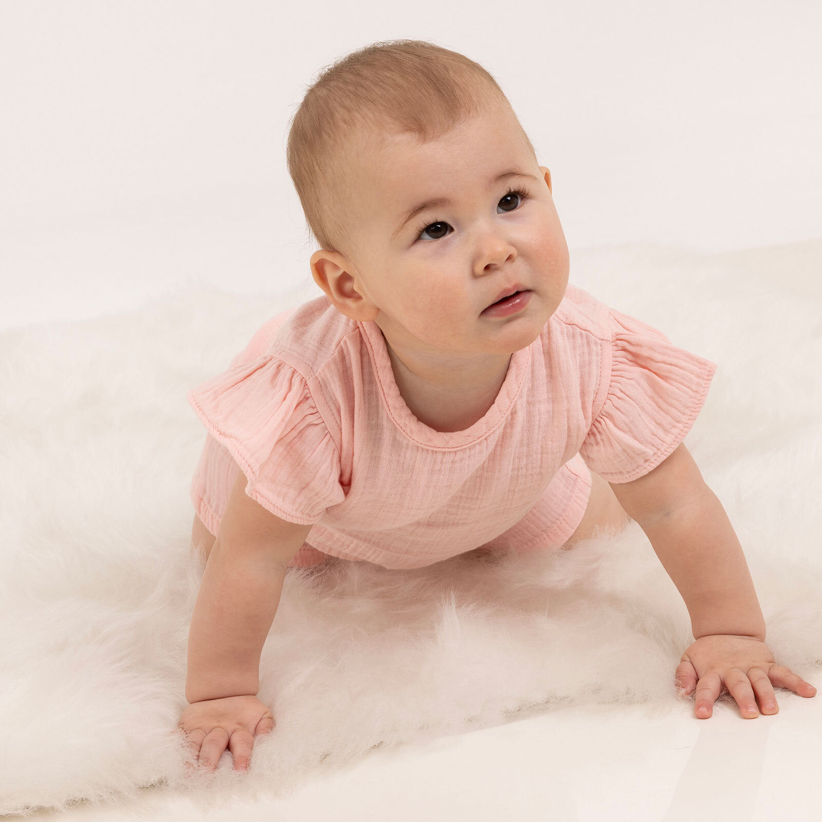 Yenidoğan Kız Müslin Kısa Tulum Kız Bebek