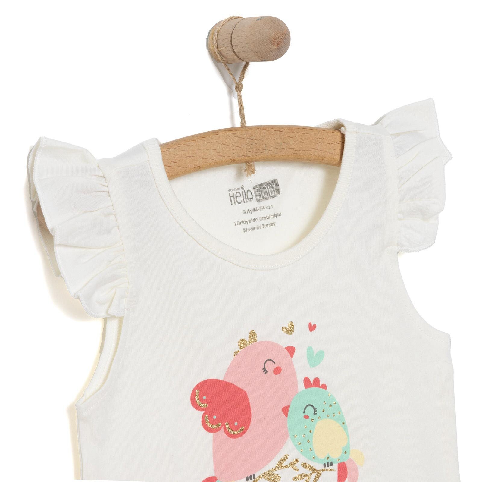 Basic Kız Kuş Baskılı Atlet T-shirt Kız Bebek Basic Kız Kuş Baskılı Atlet T-shirt Kız Bebek