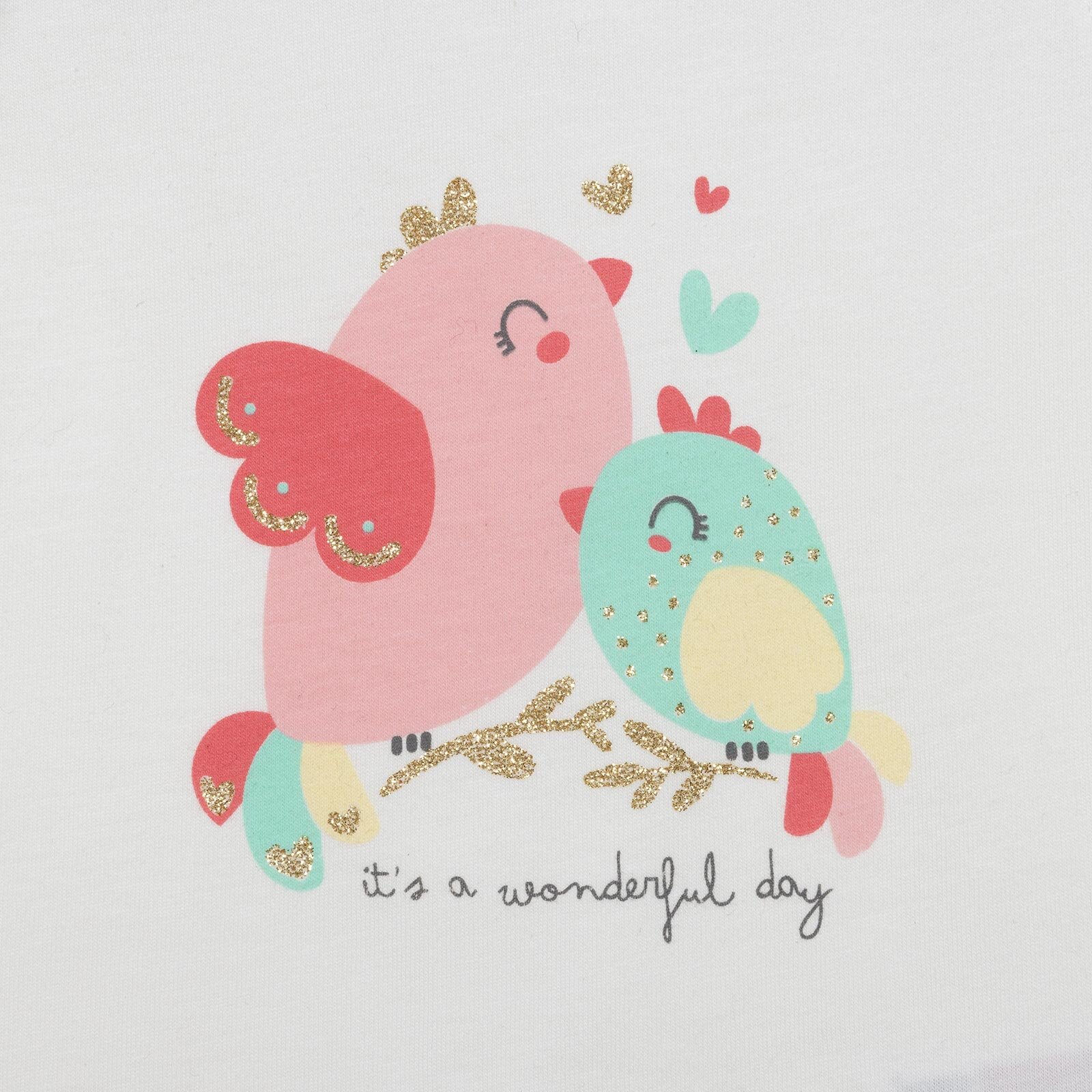 Basic Kız Kuş Baskılı Atlet T-shirt Kız Bebek Basic Kız Kuş Baskılı Atlet T-shirt Kız Bebek