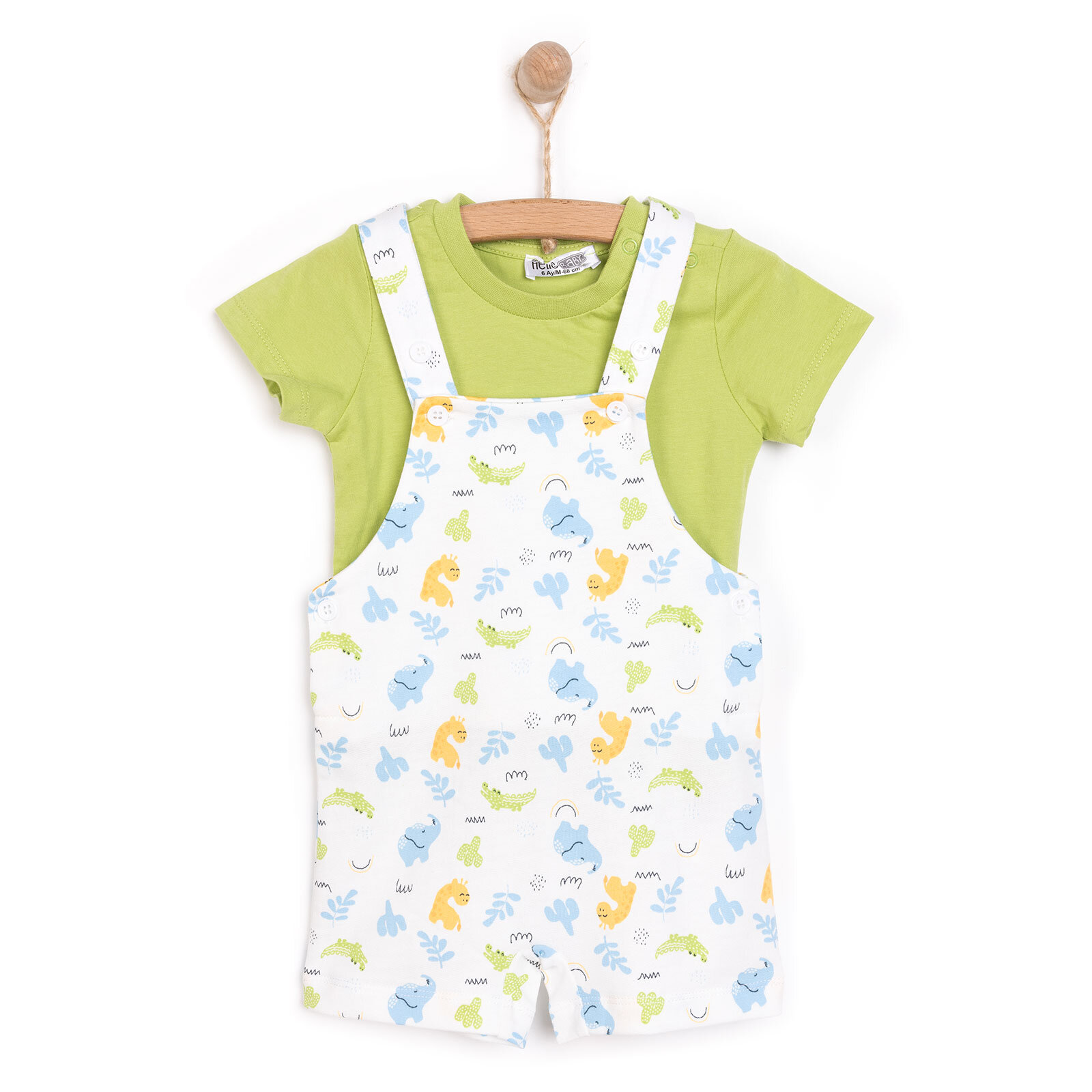 Yenidoğan Fil Desen Şort Salopet - Tshirt Takım Erkek Bebek Yenidoğan Fil Desen Şort Salopet - Tshirt Takım Erkek Bebek