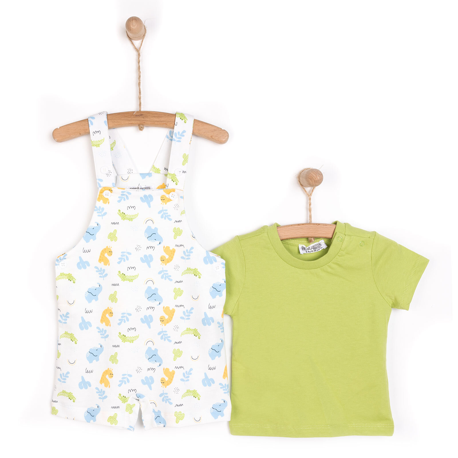 Yenidoğan Fil Desen Şort Salopet - Tshirt Takım Erkek Bebek Yenidoğan Fil Desen Şort Salopet - Tshirt Takım Erkek Bebek