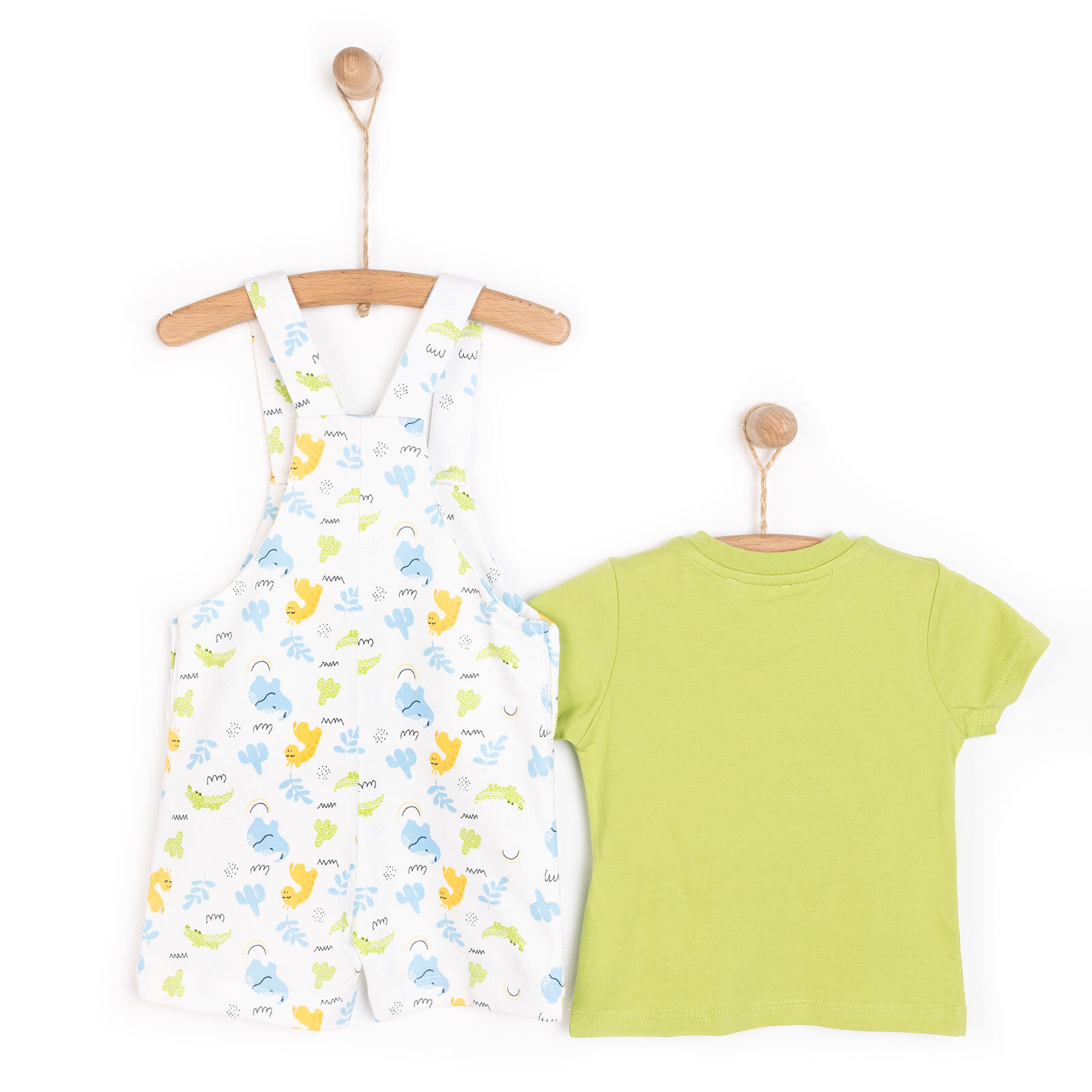 Yenidoğan Fil Desen Şort Salopet - Tshirt Takım Erkek Bebek Yenidoğan Fil Desen Şort Salopet - Tshirt Takım Erkek Bebek