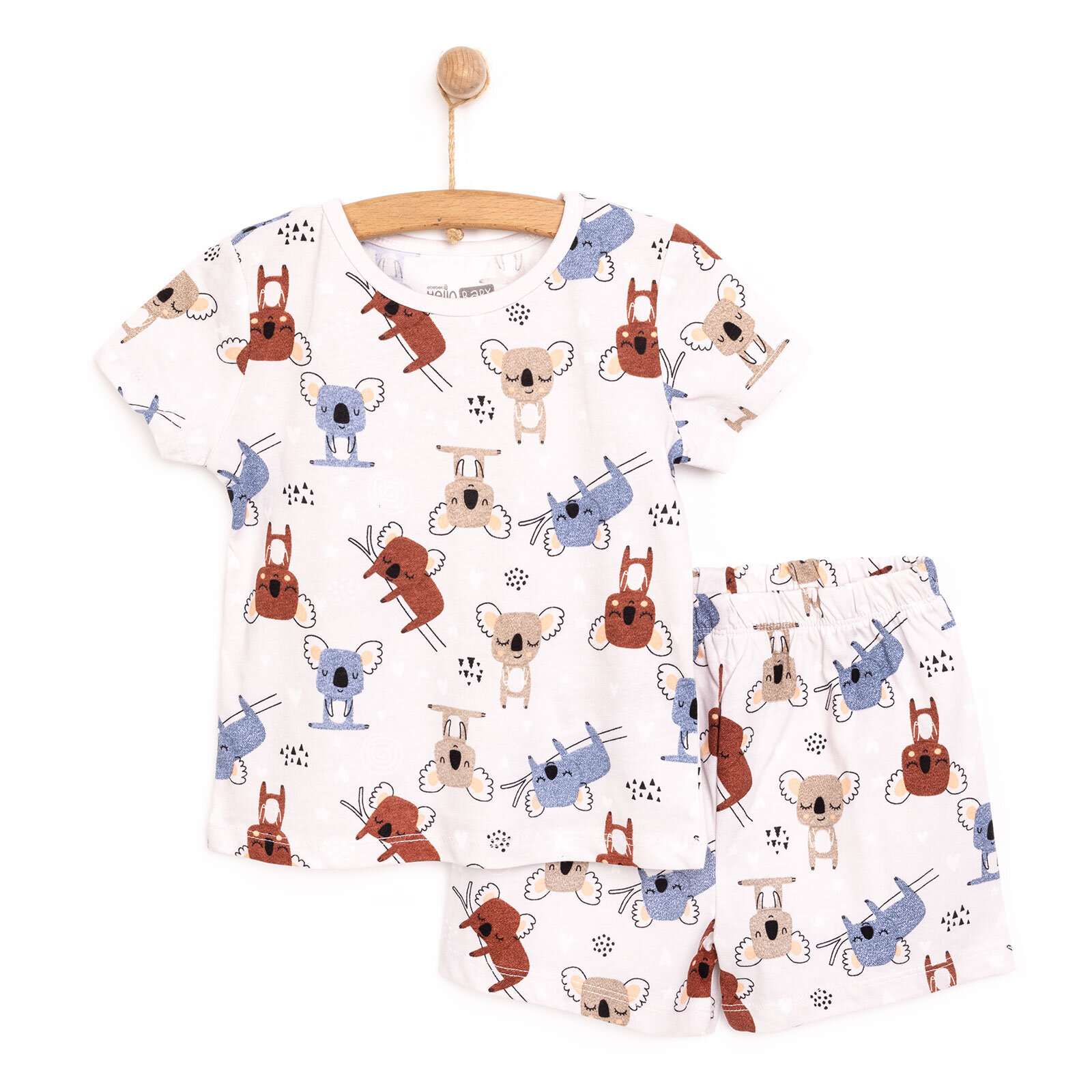 Erkek Kısa Kol Koala Desenli Bisiklet Yaka Pijama Takımı