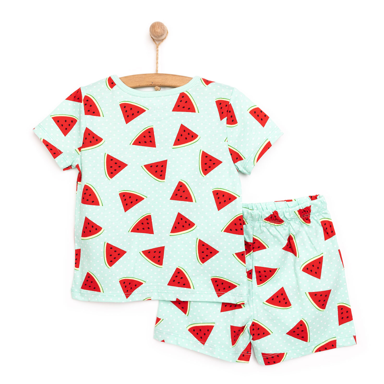 Kısa Kol Karpuz Desenli Bisiklet Yaka Pijama Takımı Kısa Kol Karpuz Desenli Bisiklet Yaka Pijama Takımı