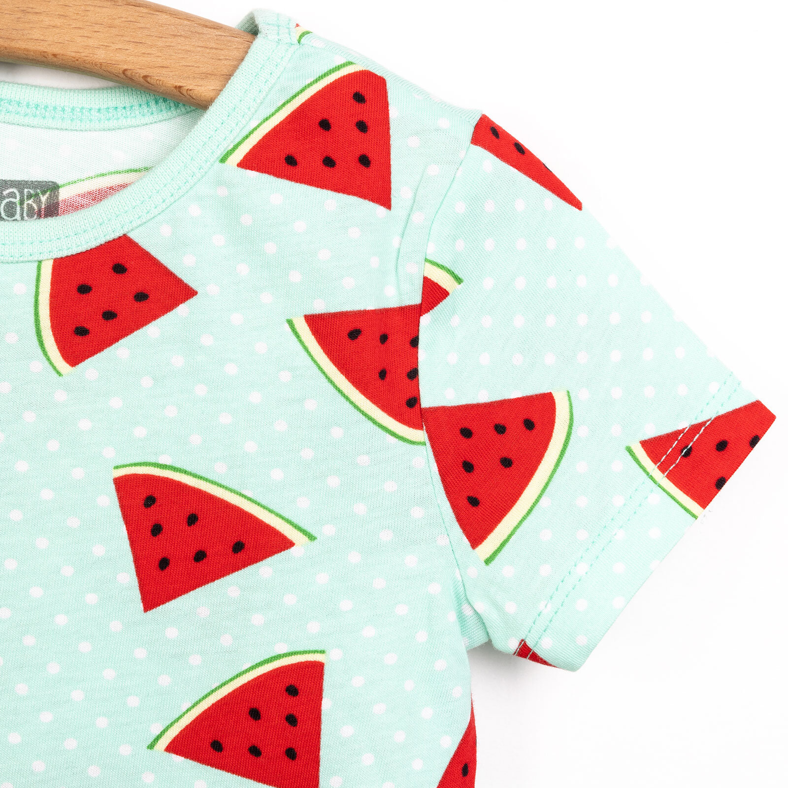 Kısa Kol Karpuz Desenli Bisiklet Yaka Pijama Takımı Kısa Kol Karpuz Desenli Bisiklet Yaka Pijama Takımı