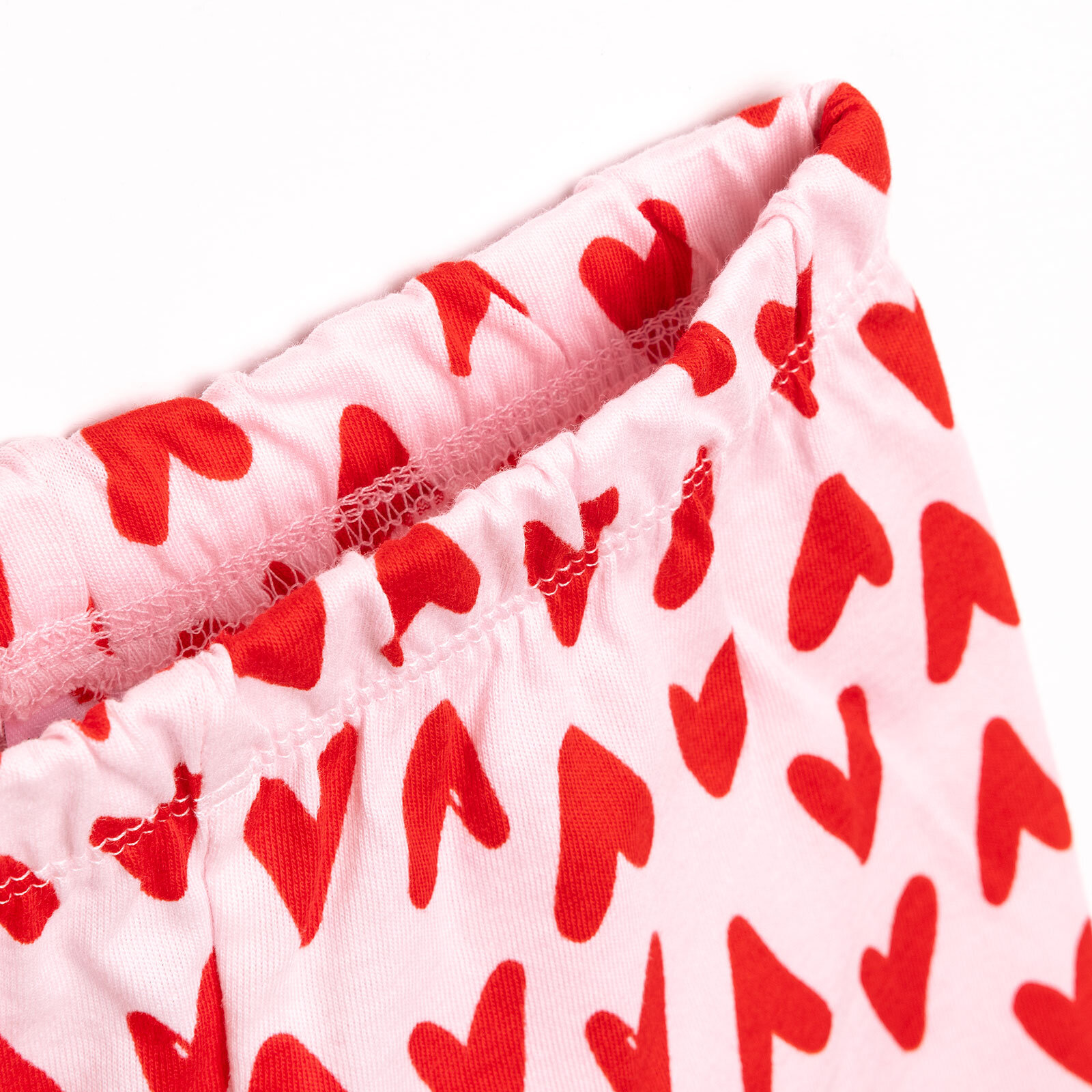 Kısa Kol Kalp Desenli Bisiklet Yaka Pijama Takımı