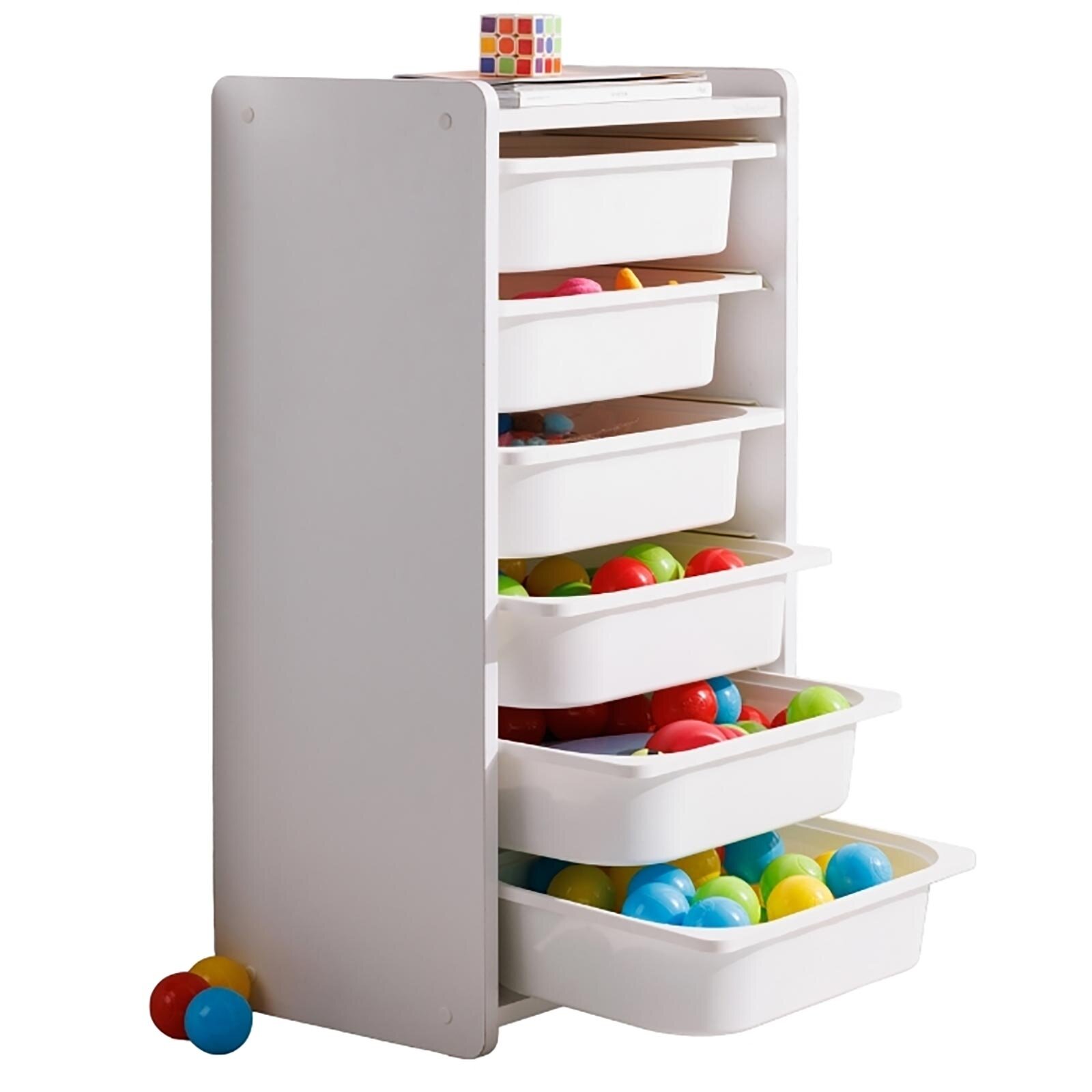 Çocuk Oyuncak Dolabı 6 Çekmeceli Beyaz Çocuk Oyuncak Dolabı 6 Çekmeceli Beyaz