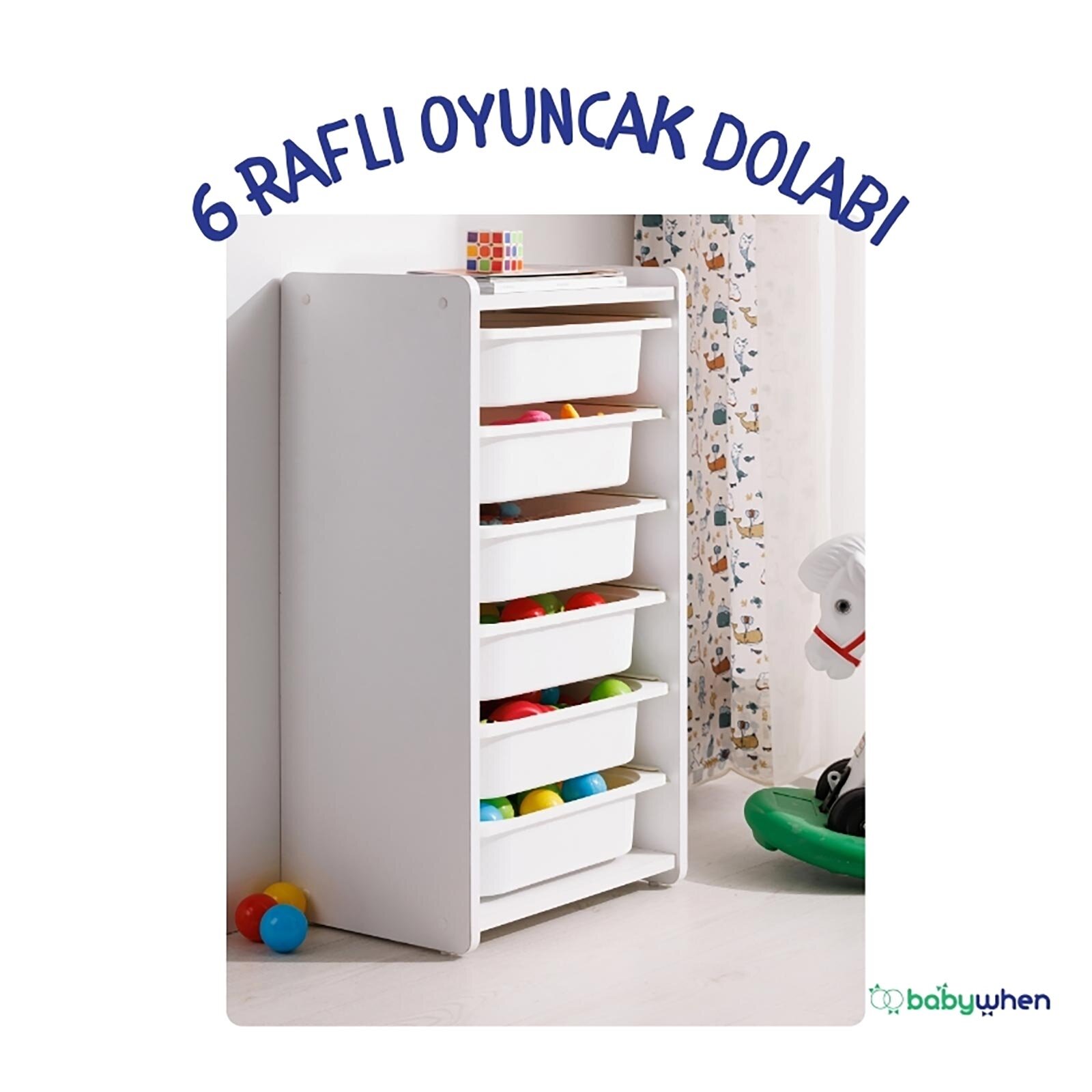Çocuk Oyuncak Dolabı 6 Çekmeceli Beyaz Çocuk Oyuncak Dolabı 6 Çekmeceli Beyaz