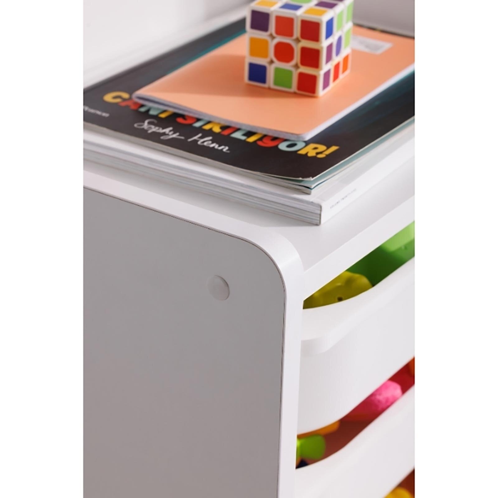 Çocuk Oyuncak Dolabı 6 Çekmeceli Beyaz Çocuk Oyuncak Dolabı 6 Çekmeceli Beyaz