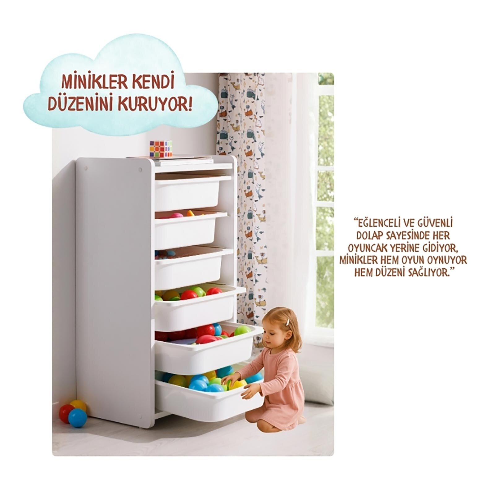 Çocuk Oyuncak Dolabı 6 Çekmeceli Beyaz Çocuk Oyuncak Dolabı 6 Çekmeceli Beyaz