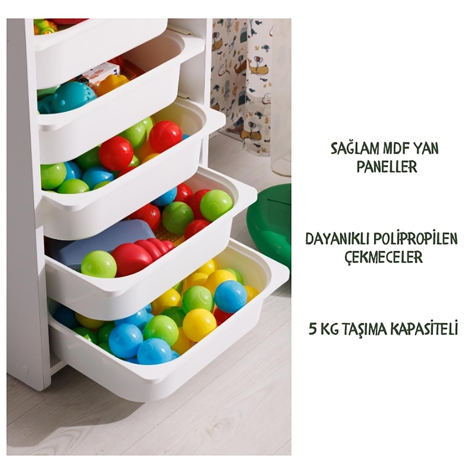 Çocuk Oyuncak Dolabı 6 Çekmeceli Beyaz Çocuk Oyuncak Dolabı 6 Çekmeceli Beyaz