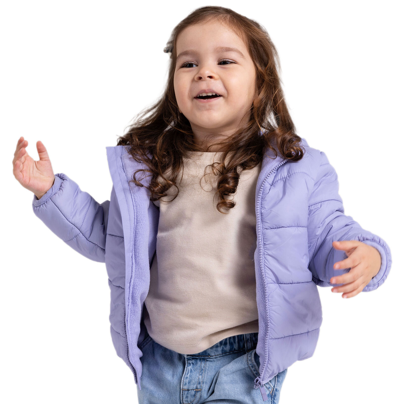 Kız Bebek Mont Fermuarlı Uzun Kol