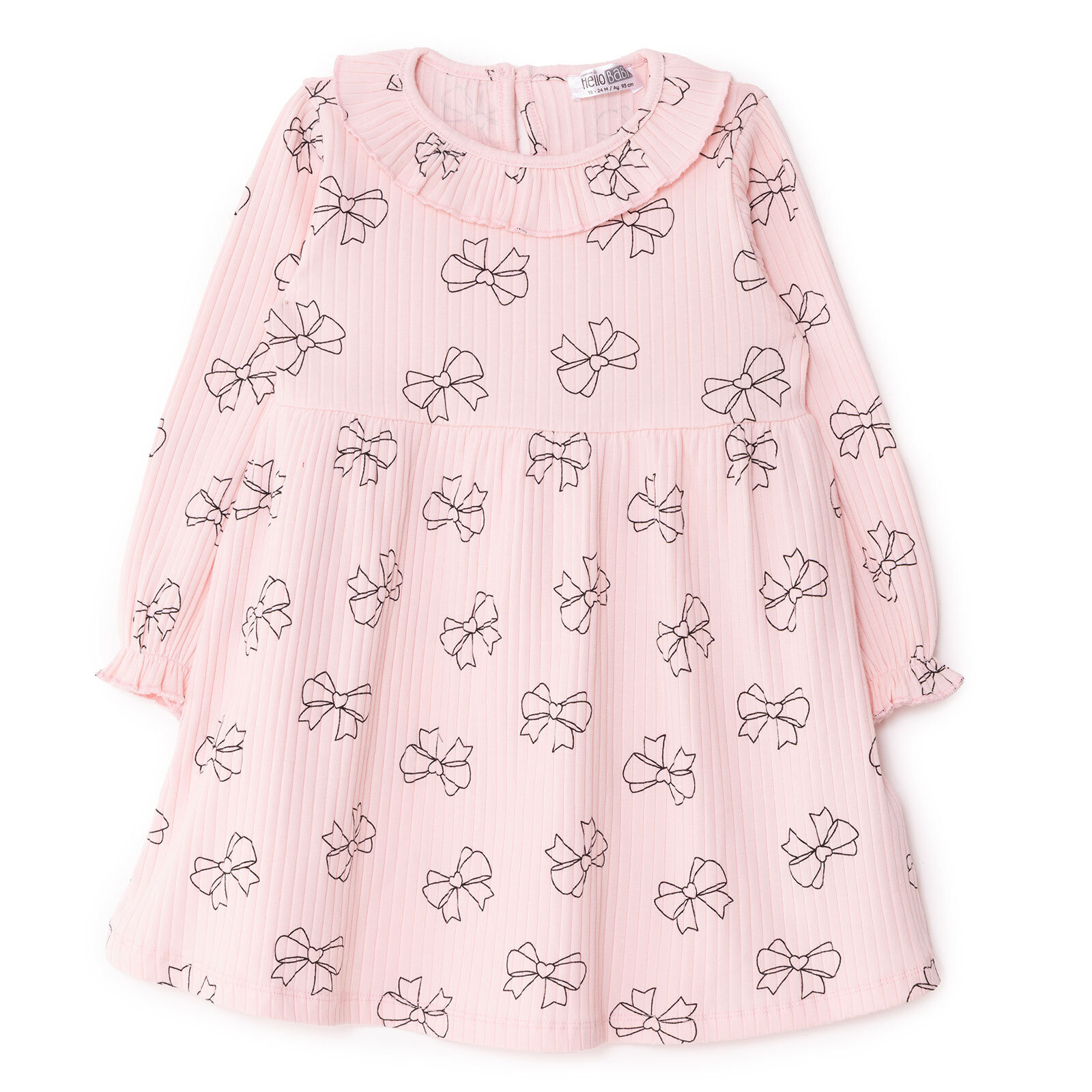 Kız Bebek Elbise Forest Flower Düğmeli Uzun Kol