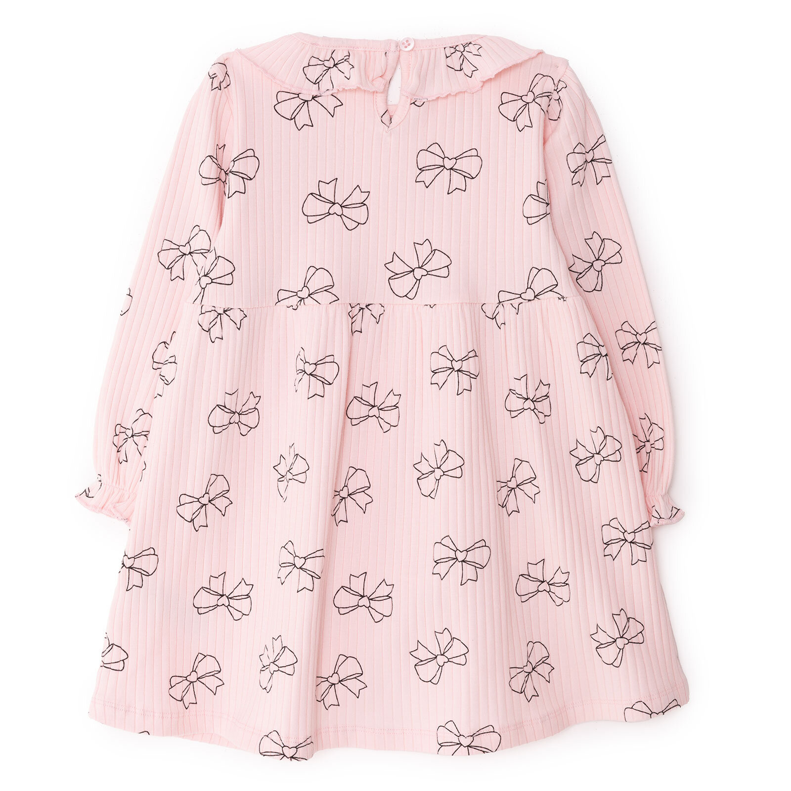 Kız Bebek Elbise Forest Flower Düğmeli Uzun Kol