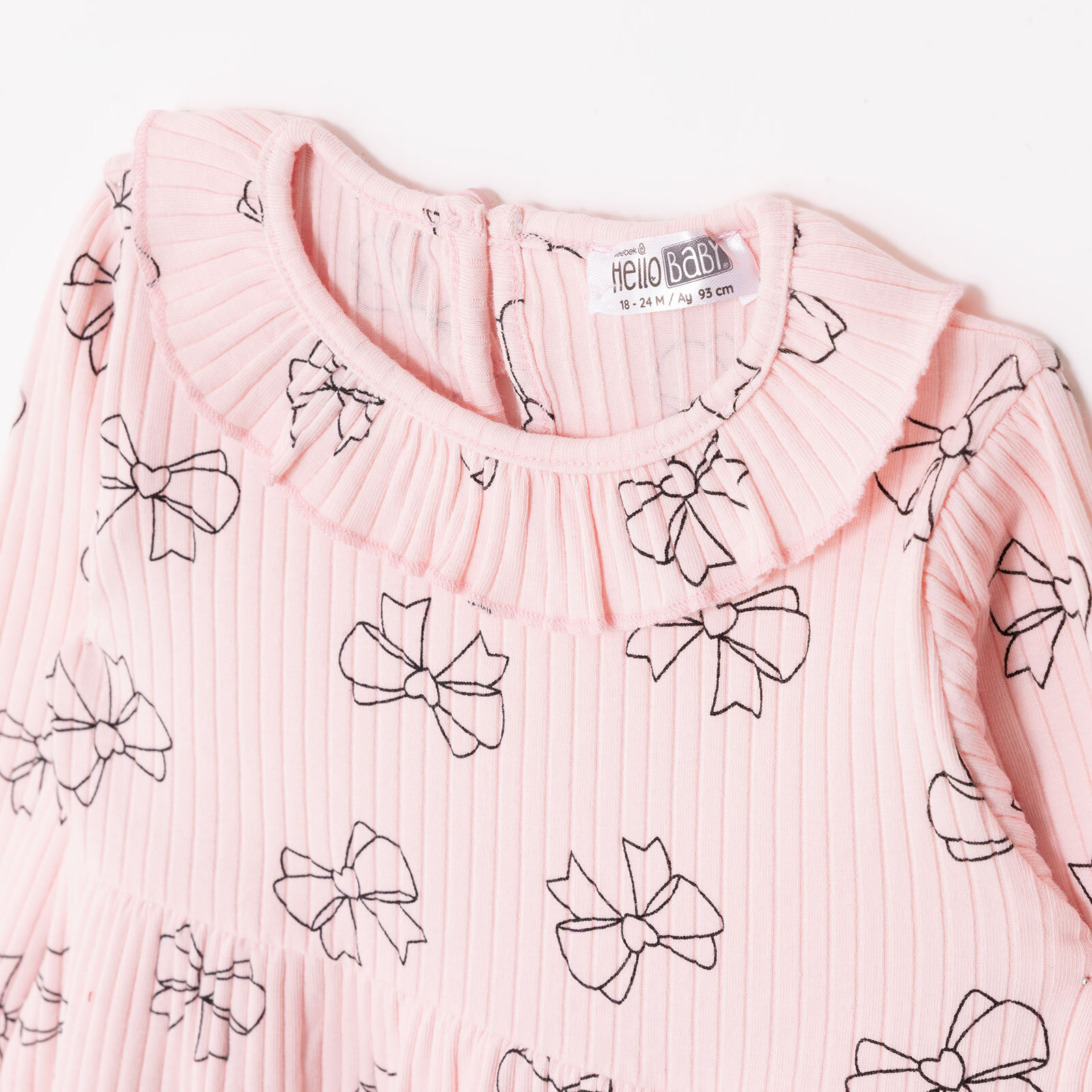 Kız Bebek Elbise Forest Flower Düğmeli Uzun Kol