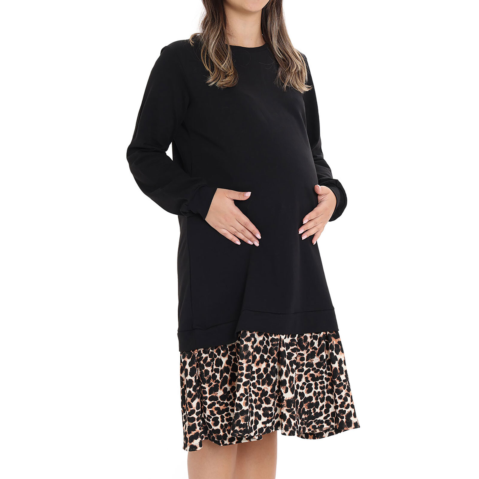 Anne Hamile Elbise Bisiklet Yaka Uzun Kol Reçme Paça Anne Hamile Elbise Bisiklet Yaka Uzun Kol Reçme Paça