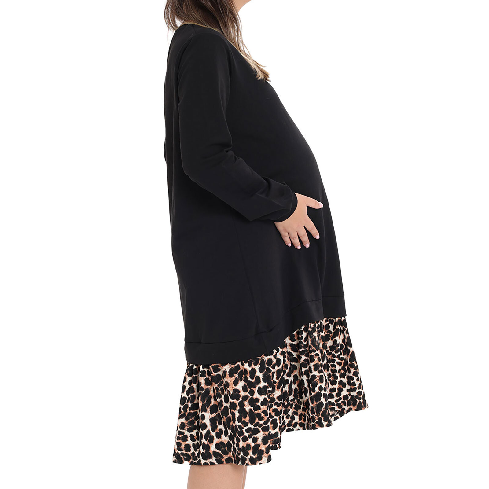 Anne Hamile Elbise Bisiklet Yaka Uzun Kol Reçme Paça Anne Hamile Elbise Bisiklet Yaka Uzun Kol Reçme Paça