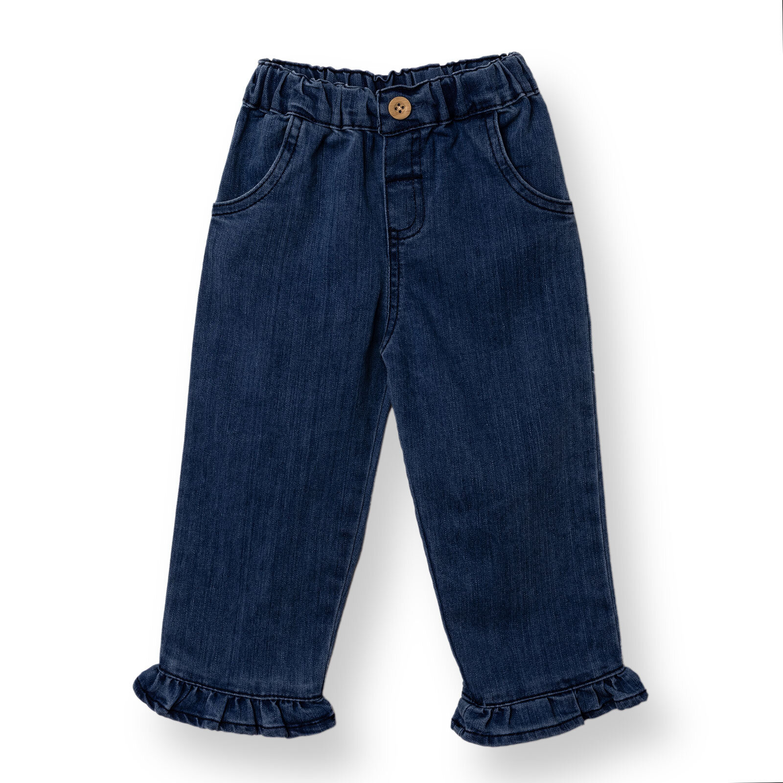 Kız Bebek Floral Teddy Bear Denim Pantolon Duble Paça Kız Bebek Floral Teddy Bear Denim Pantolon Duble Paça