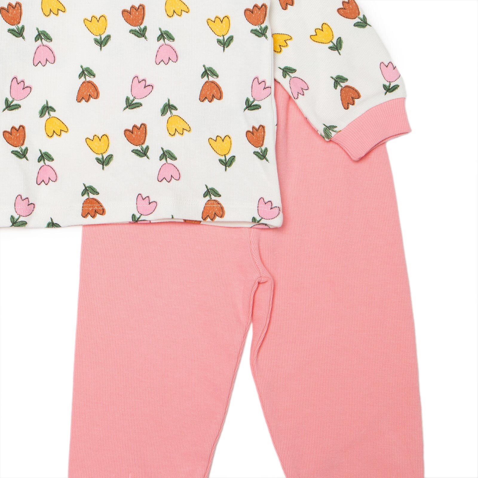 Kız Bebek Uzun Kol Pijama Takımı Selanik Bisiklet Yaka Ribanalı Paça