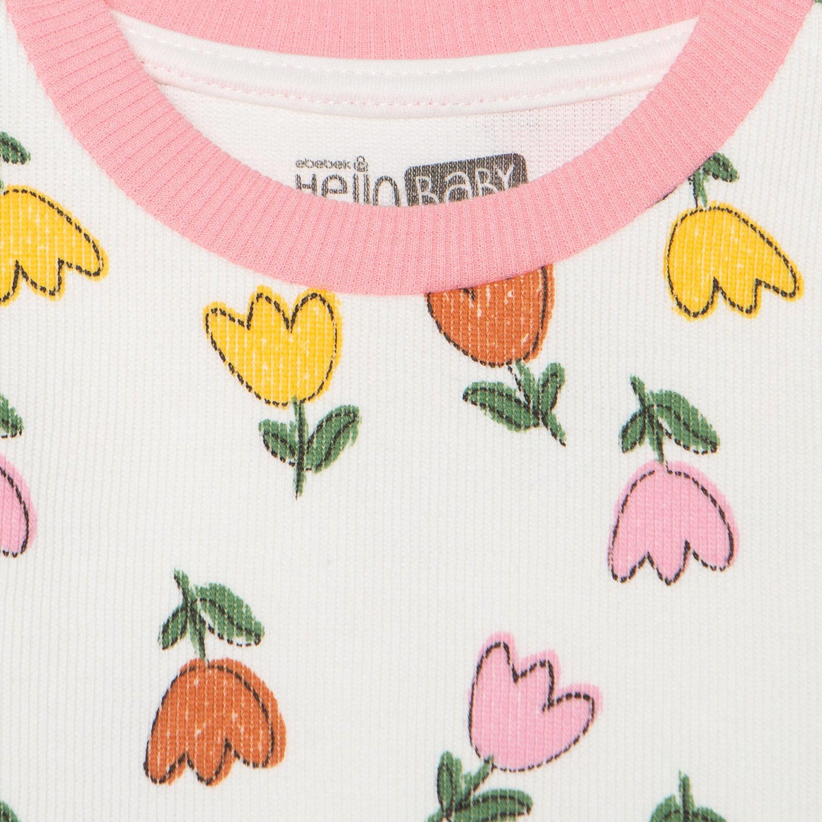 Kız Bebek Uzun Kol Pijama Takımı Selanik Bisiklet Yaka Ribanalı Paça