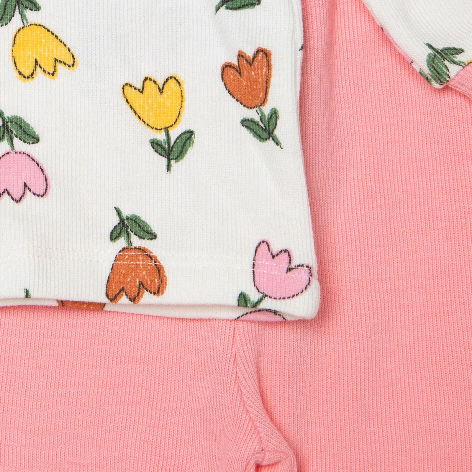 Kız Bebek Uzun Kol Pijama Takımı Selanik Bisiklet Yaka Ribanalı Paça