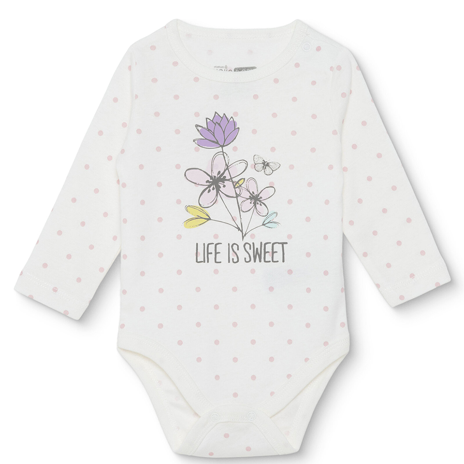 Kız Bebek Uzun Kol Body Ribana Çıtçıtlı Yaka Uzun Kol