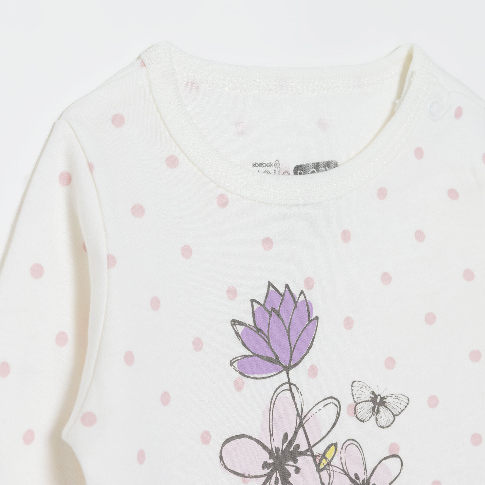 Kız Bebek Uzun Kol Body Ribana Çıtçıtlı Yaka Uzun Kol