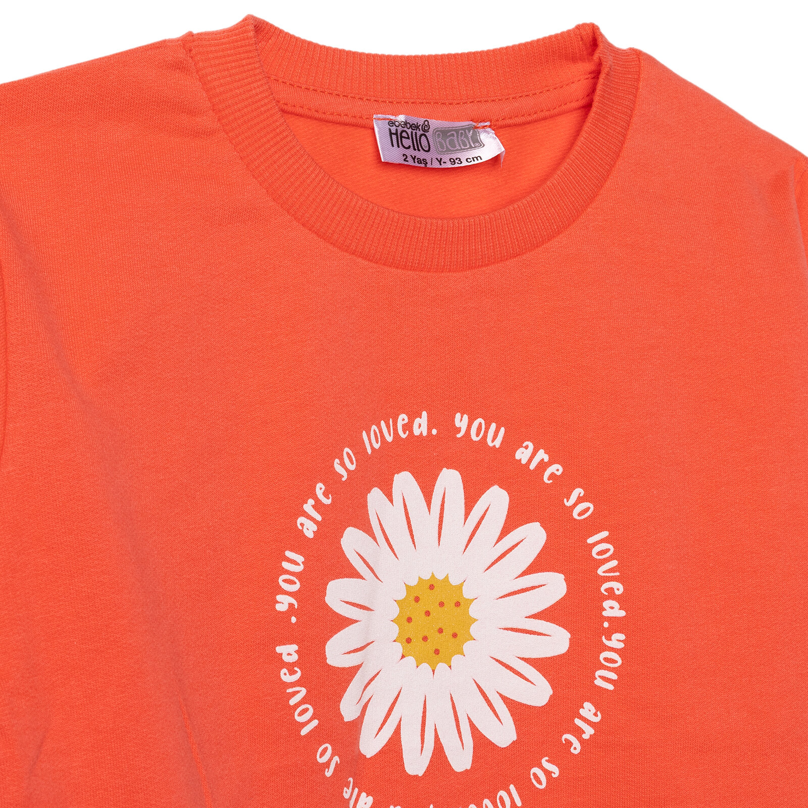 Kız Bebek Sweatshirt İki İplik Bisiklet Yaka Uzun Kol