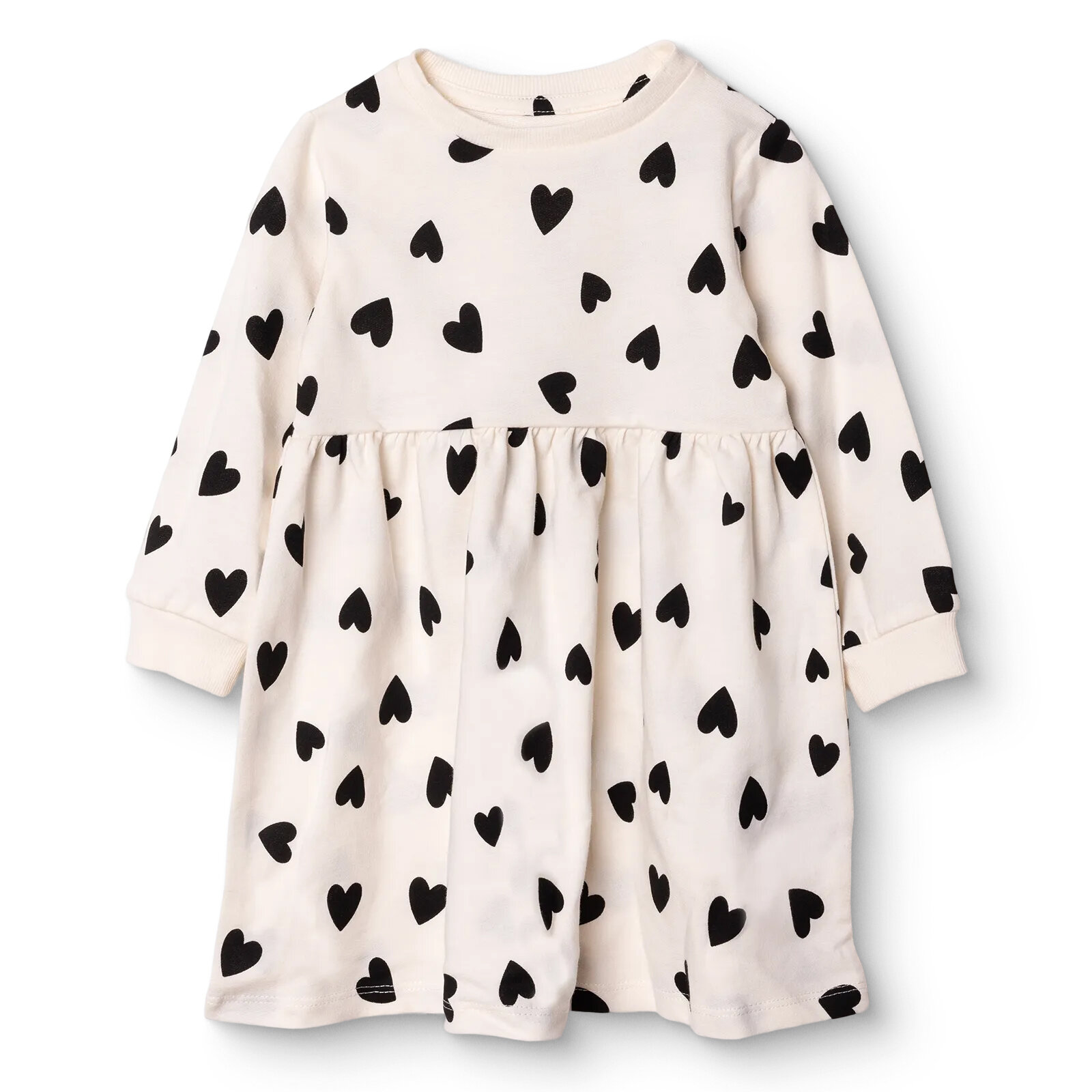 Kız Bebek Elbise İki İplik Bisiklet Yaka Uzun Kol