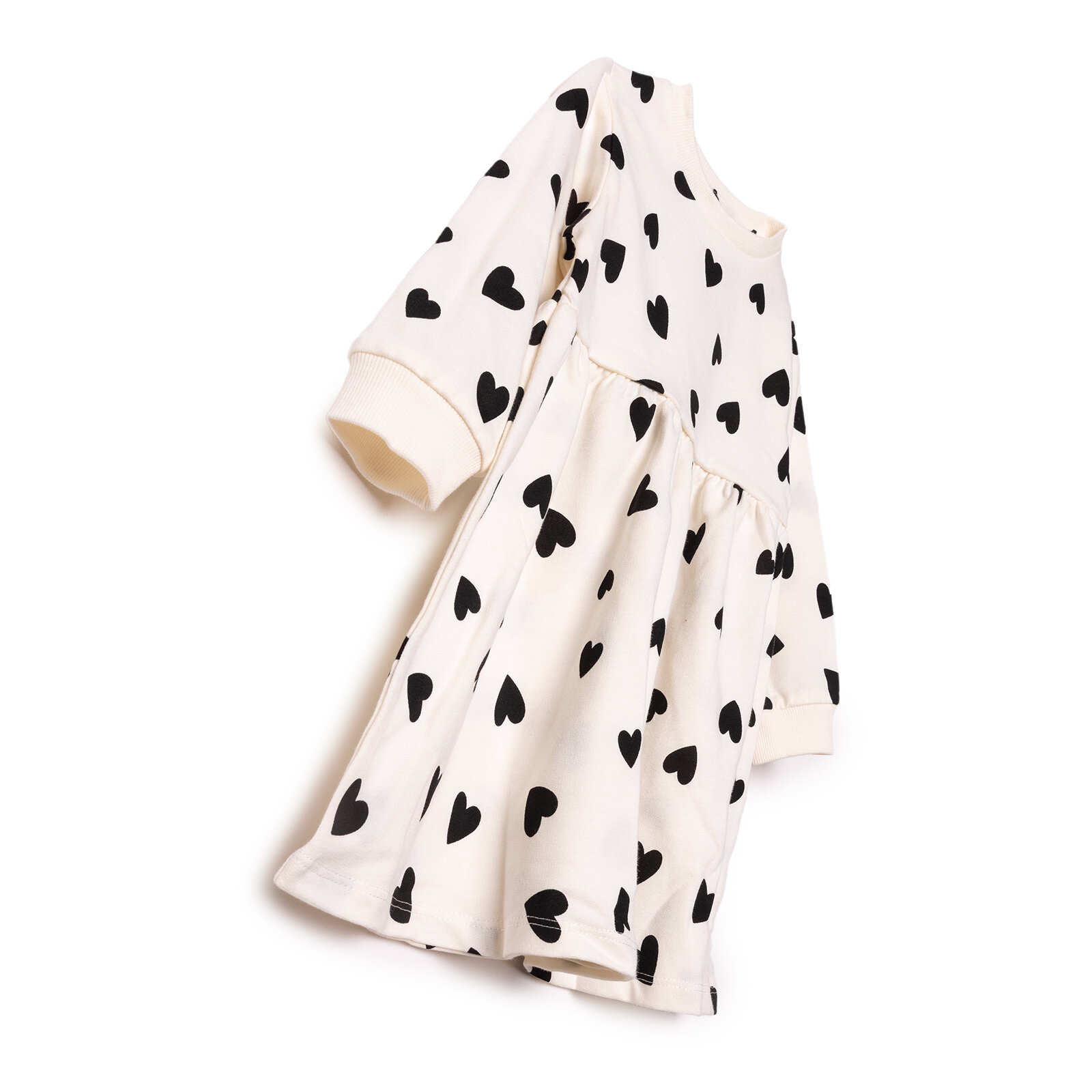 Kız Bebek Elbise İki İplik Bisiklet Yaka Uzun Kol