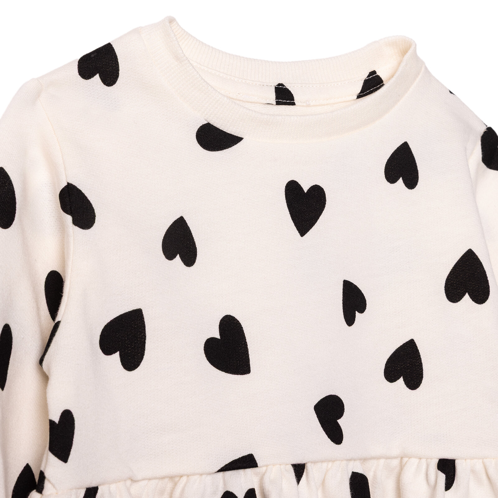 Kız Bebek Elbise İki İplik Bisiklet Yaka Uzun Kol