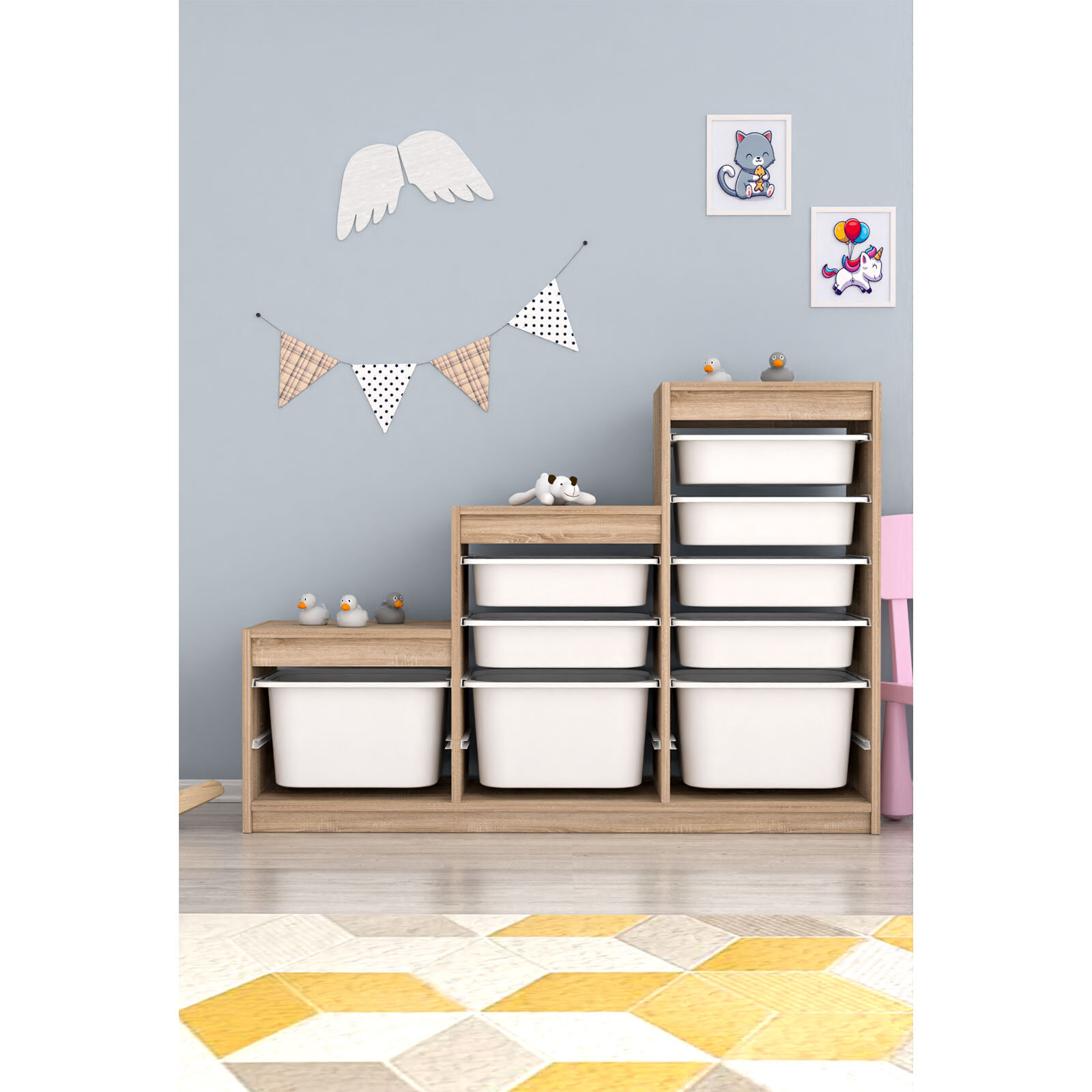 Swiss 9 Sepetli Çok Amaçlı Oyuncak Dolabı