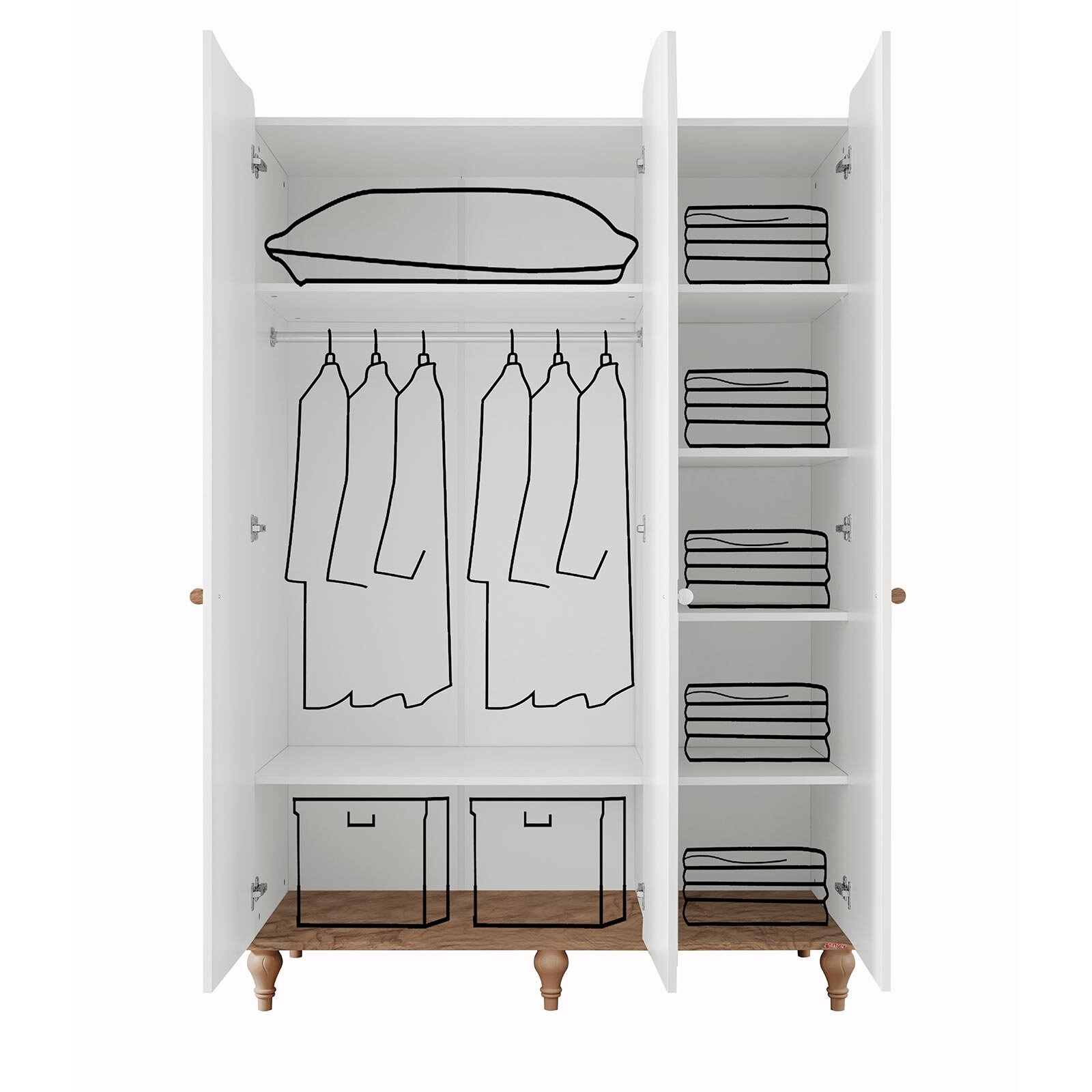 Line Natural 3 Kapılı Dolap Line Natural 3 Kapılı Dolap