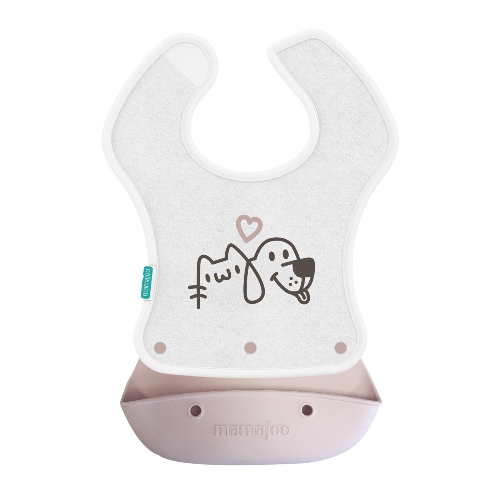 Katlanır Silikon & Kumaş Mama Önlüğü Powder Pink