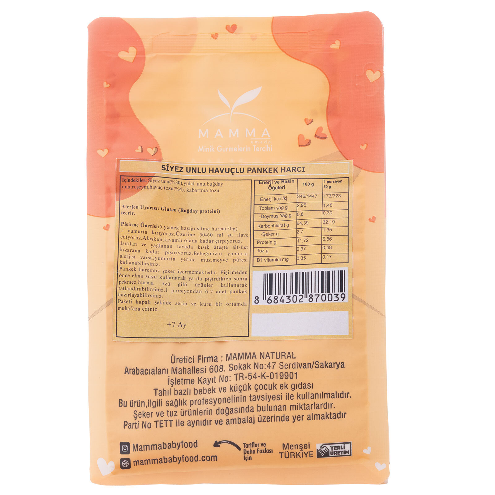 Siyez Unlu Havuçlu Pankek Harcı 200 gr