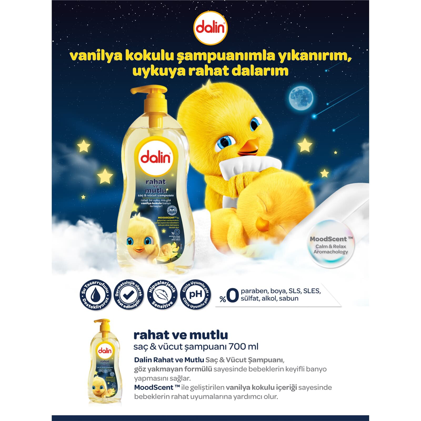 Vanilya Kokulu Rahat Ve Mutlu Bebek Şampuanı 700 ml