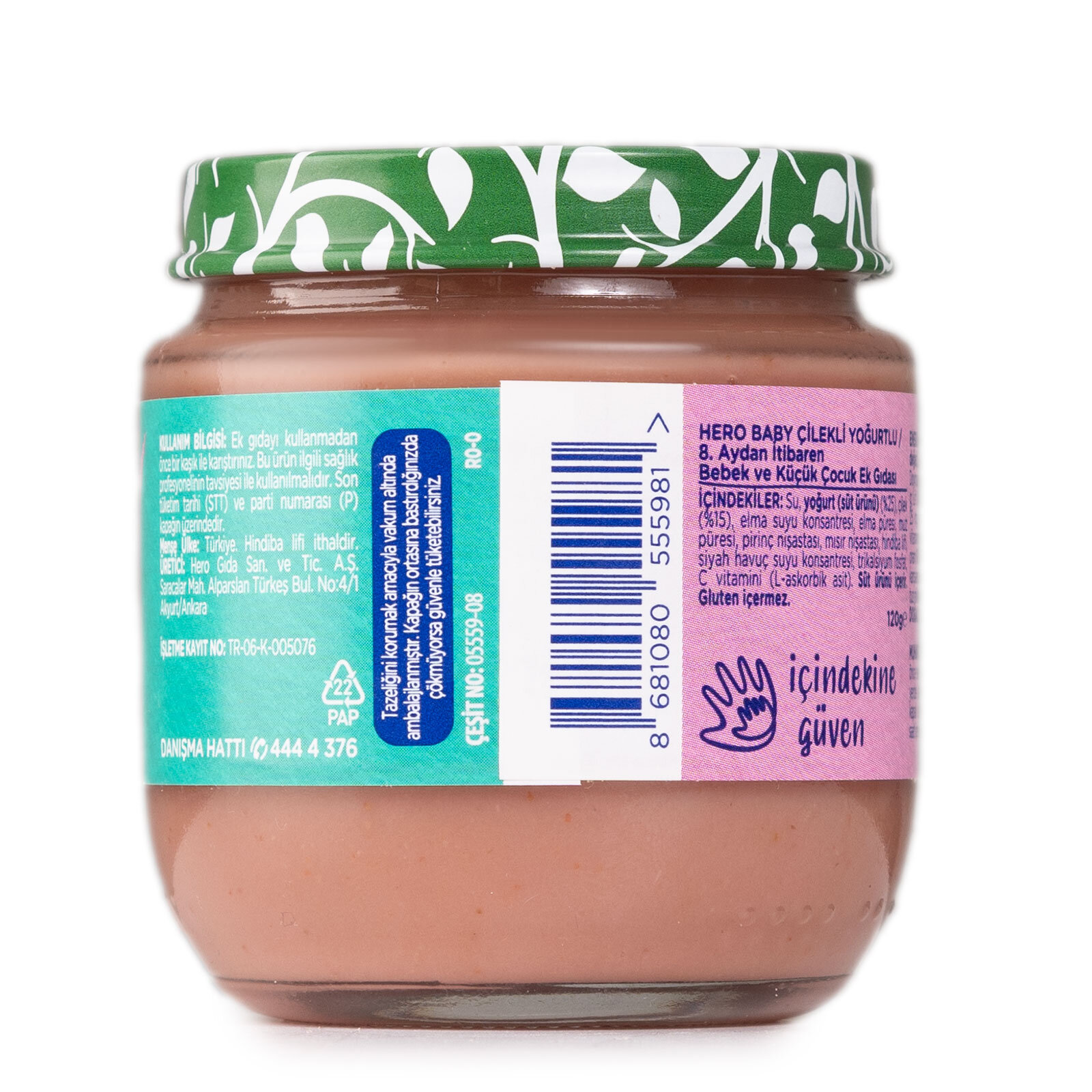 Prebiyotikli Çilekli Yoğurtlu Kavanoz Mama 120 gr