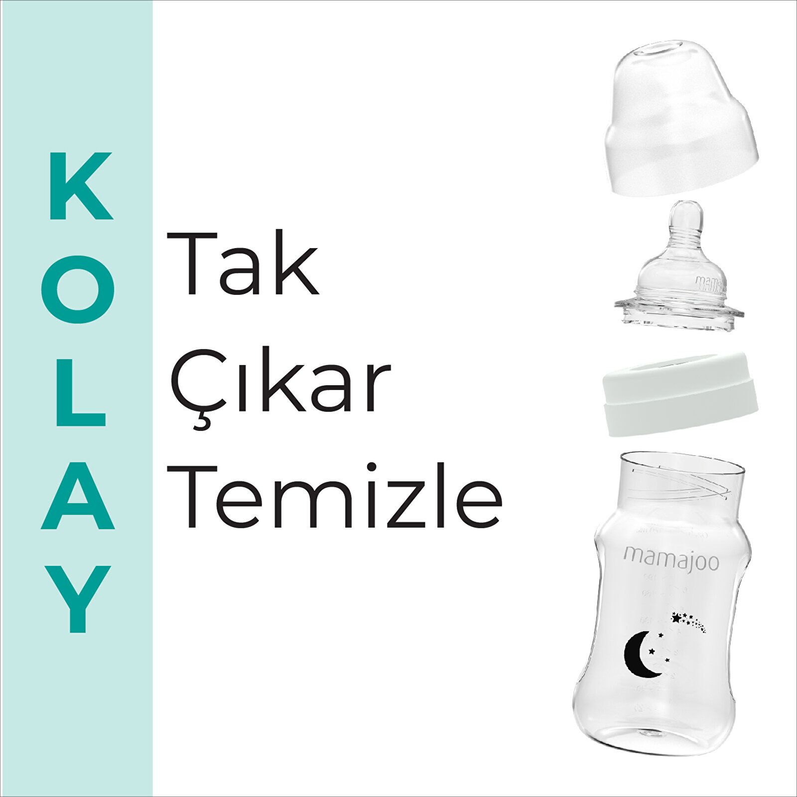 Karanlıkta Parlayan Orta Akış Antikolik PP Biberon 270 ml