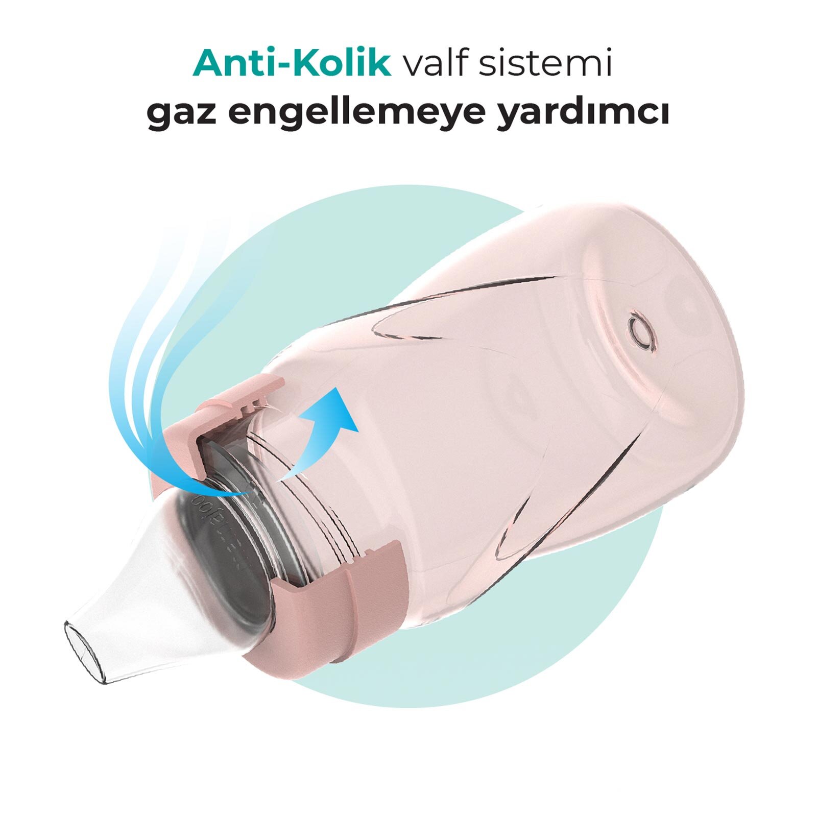 Yumuşak Uçlu Kulplu Antikolik Alıştırma Bardağı 9+ Ay 270 ml Pembe