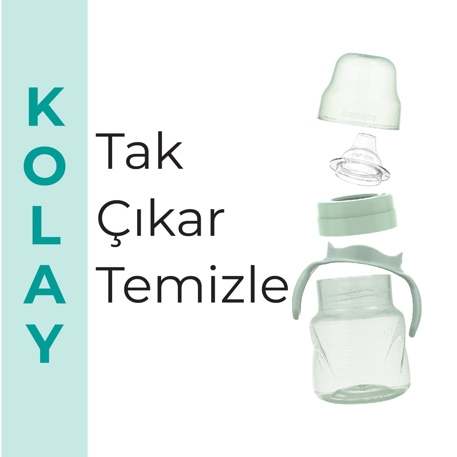 Yumuşak Uçlu Kulplu Antikolik Alıştırma Bardağı 6+ Ay 160 ml Yeşil