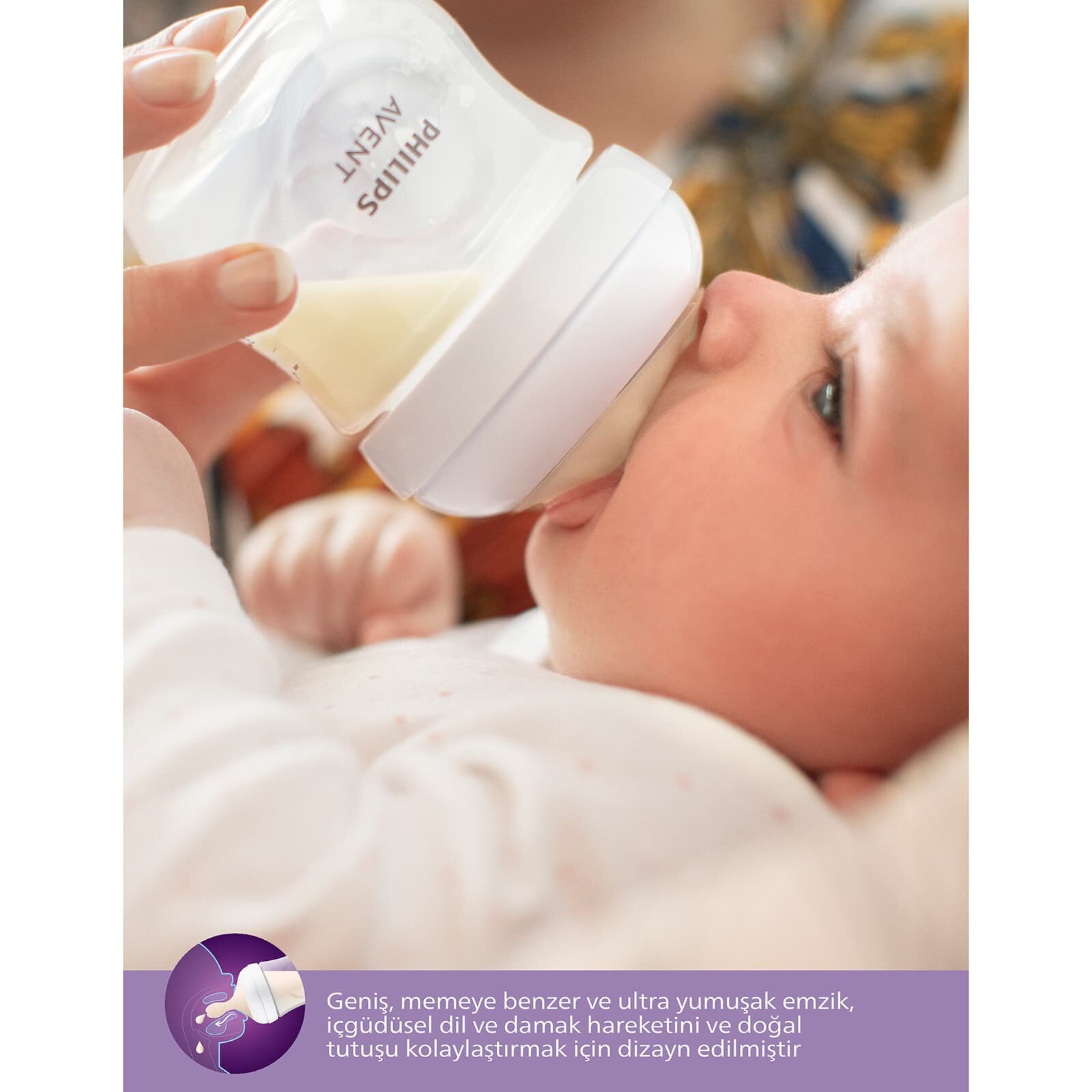 Doğal Tepkili PP Pembe Biberon 260ml 3-6 Ay